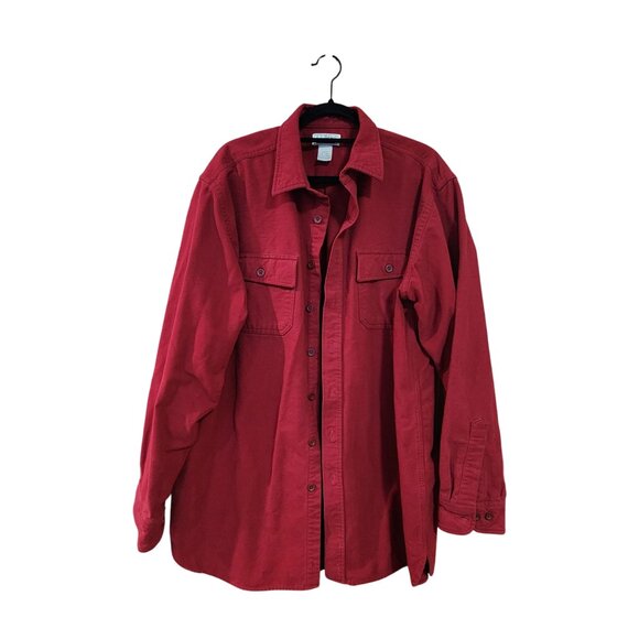 LL Bean Mens Chamois Long Sleeve Button Up Shirt XL Tall Heavy Shacket Jacket Fl - Picture 1 of 3